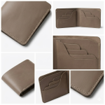 Handmade Genuine Ash Grey Leather Bifold Wallet for Men – Vintage Slim Minimalist Card Holder - Image 2
