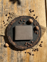 Handmade Genuine Ash Grey Leather Bifold Wallet for Men – Vintage Slim Minimalist Card Holder